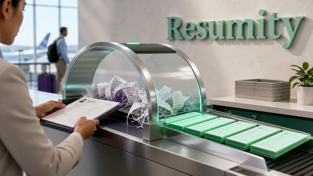 Resume pages passing through a physical ATS scanner as weak fragments are filtered from clear application evidence.