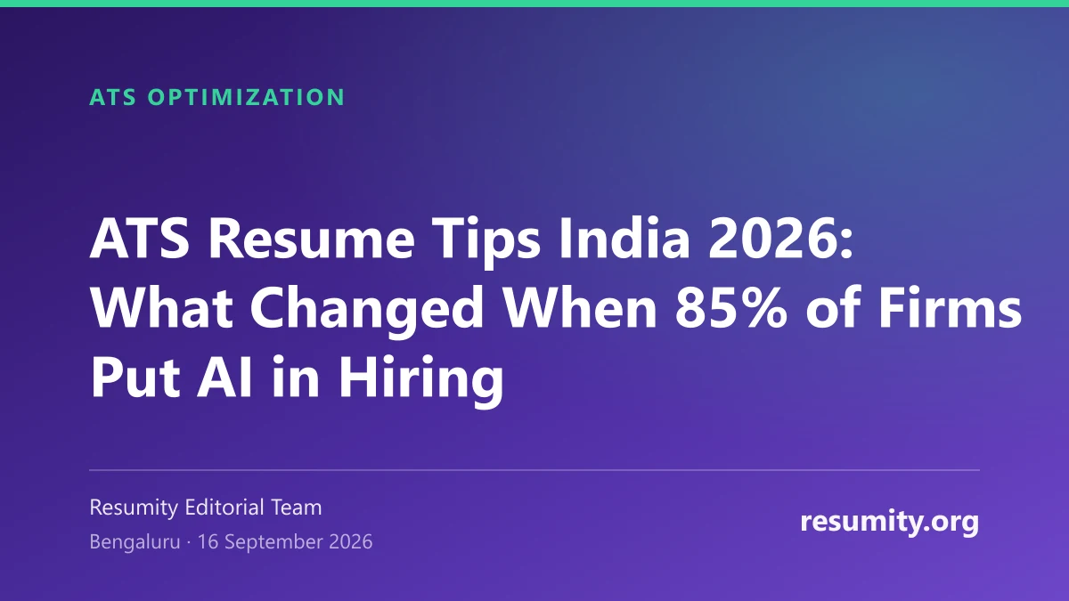 Editorial illustration for ATS Resume Tips India 2026: What Changed When 85% of Firms Put AI in Hiring
