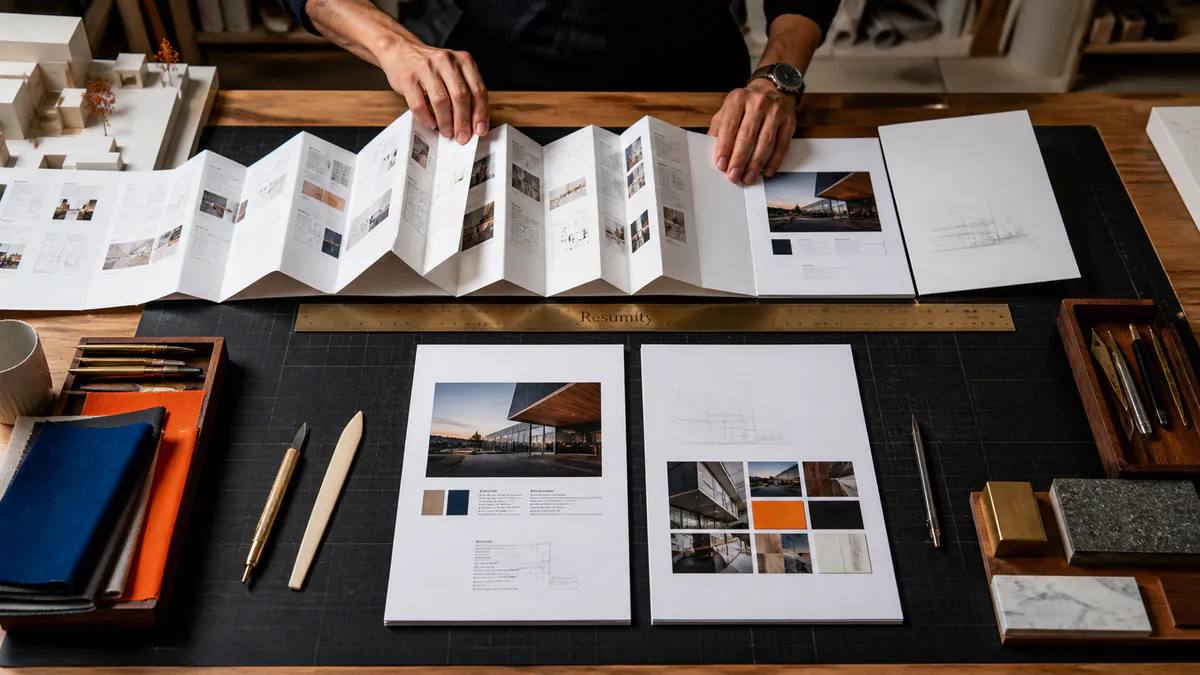 Paper architect refining a long career document into one or two carefully proportioned resume pages.